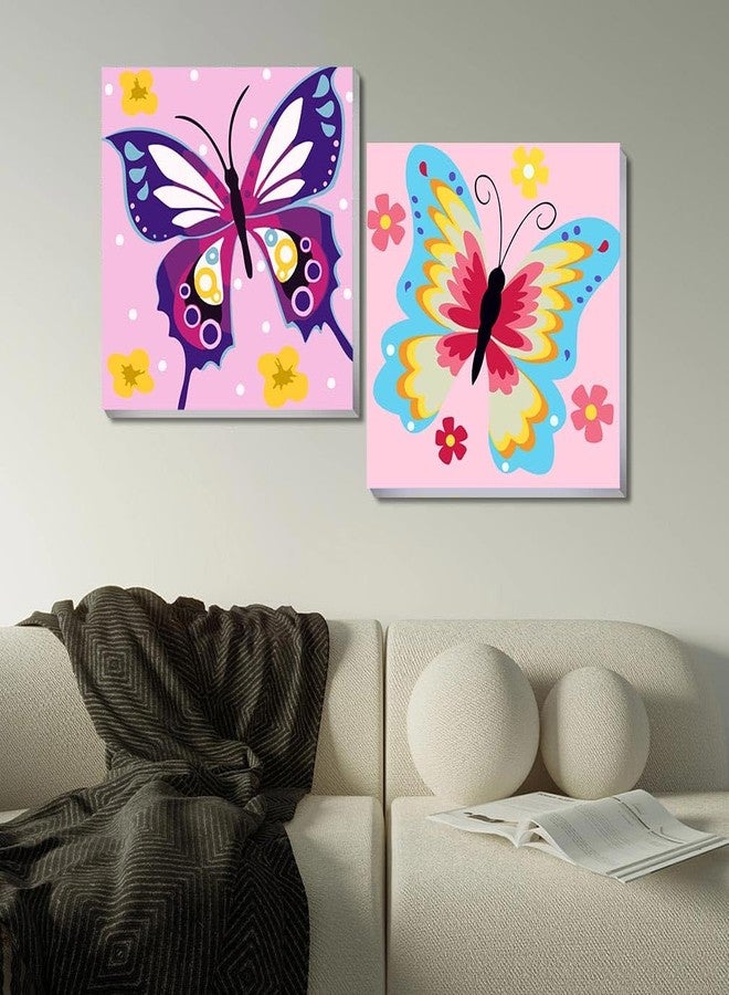 askkqtx 2 Pack Butterfly Paint by Number for Kids,Easy Paint by Numbers for Kids Ages 8-12,DIY Acrylic Oil Painting Kits for Home Wall Decor and Girls Gifts-8x8inch（with Wooden Framed） - Image 5